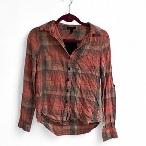Material Girl Plaid Shirt With Cross Symbol